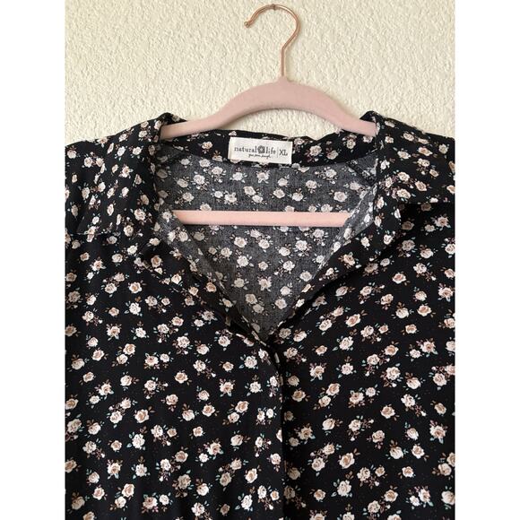 Natural Life Rebecca Midi Dress Black Cream Roses Size XL Cottagecore Floral - Picture 5 of 8